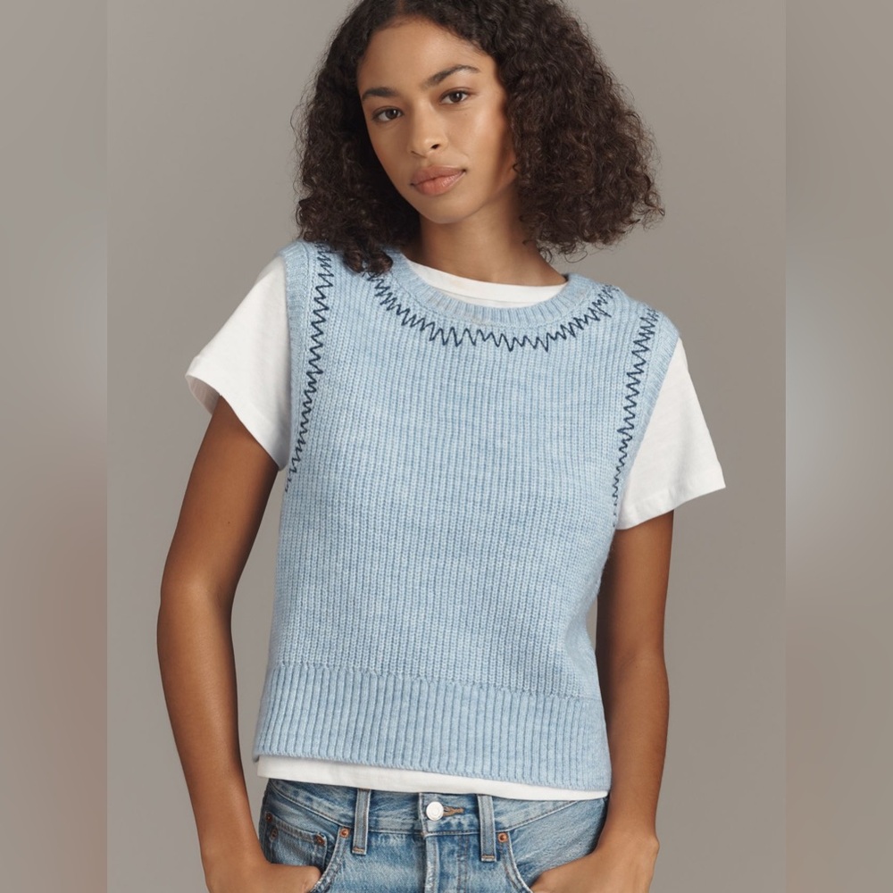 Pilcro Anthropologie Twofer Zig-Zag Sweater Vest + Tee (Detachable!) NWT